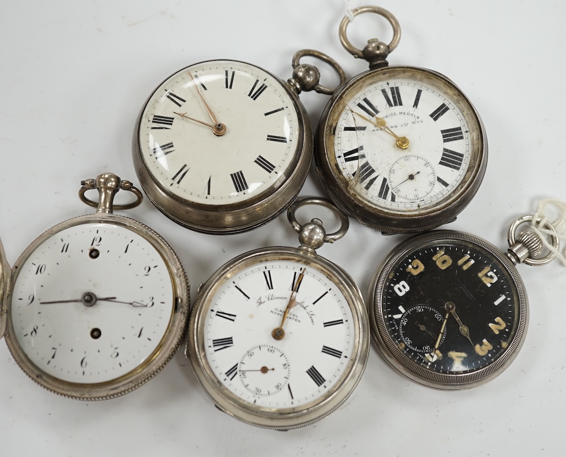 Five assorted pocket watches including two silver, one by John Whichcord of Maidstone. Condition - poor